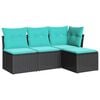 vidaXL 4-tlg. Garten-Sofagarnitur mit Kissen Schwarz Poly Rattan
