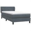 vidaXL Boxspringbett mit Matratze Dunkelgrau 80x220 cm Samt