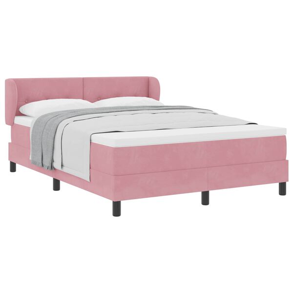 vidaXL Boxspringbett mit Matratze mit Kopfteil Rosa 160 x 200 cm Samt