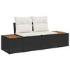 vidaXL Garten-Sofa-Set mit Kissen mit Speicher Schwarz Poly Rattan