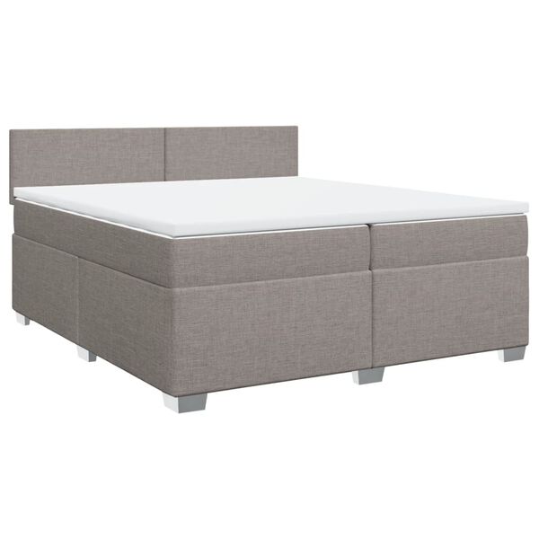vidaXL Boxspringbett mit Matratze Taupe 200x200 cm Stoff