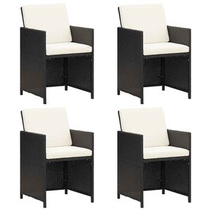 vidaXL Garten-Essst&uuml;hle mit Kissen 4 Stk. Schwarz Poly Rattan