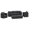 vidaXL 7-tlg. Garten-Lounge-Set mit Auflagen Poly Rattan Schwarz