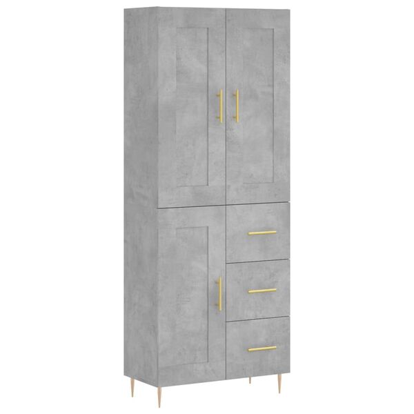 vidaXL Highboard Betongrau 69,5x34x180 cm Holzwerkstoff