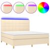 vidaXL Boxspringbett mit Matratze & LED Creme 180x200 cm Stoff