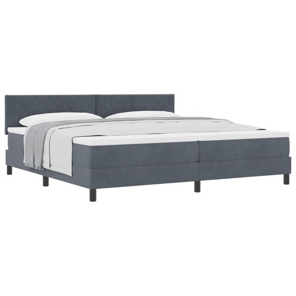vidaXL Boxspringbett mit Matratze Dunkelgrau 200 x 200 cm Samt