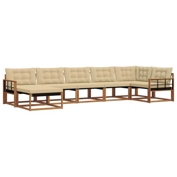 vidaXL Outdoor-Sofagarnitur 21 pcs Natur und Beige Massivholz Akazie