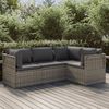 vidaXL 4-tlg. Garten-Lounge-Set mit Kissen Grau Poly Rattan