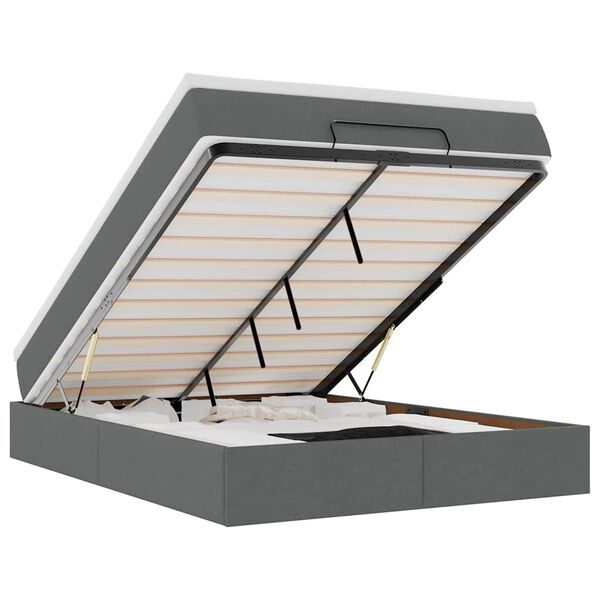 vidaXL Ottoman-Bett mit Matratze Dunkelgrau 140x200 cm Stoff