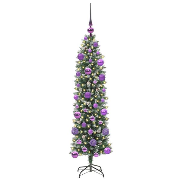 vidaXL K&uuml;nstlicher schlanker Weihnachtsbaum Gr&uuml;n und Wei&szlig; 120 cm