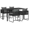 vidaXL Garten Essgruppe 5 Stk. Schwarz und Anthrazit Poly-Rattan