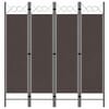 vidaXL 4-tlg. Raumteiler Braun 160 x 180 cm