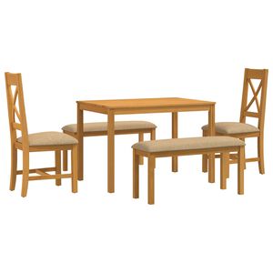 vidaXL Essgruppe 5 stk. Beige Massivholz Eiche