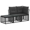 vidaXL Outdoor-Sofagarnitur mit Kissen 3 pcs Schwarz Polyester