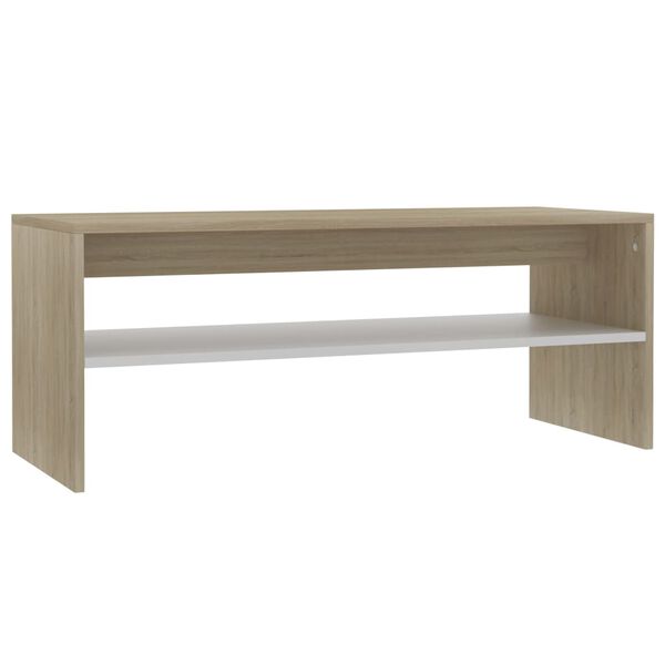 vidaXL Couchtisch Weiß und Sonoma-Eiche 100x40x40 cm Holzwerkstoff