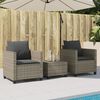 vidaXL 3-tlg. Bistro-Set mit Kissen Grau Poly Rattan