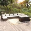 vidaXL 10-tlg. Garten-Lounge-Set mit Kissen Poly Rattan Schwarz