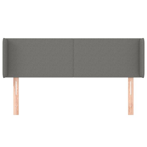 vidaXL Kopfteil mit Ohren Dunkelgrau 147x16x78/88 cm Stoff
