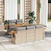 vidaXL 6-tlg. Garten-Sofagarnitur mit Kissen Beige Poly Rattan Akazie