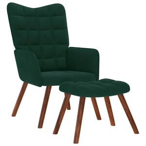 vidaXL Relaxsessel mit Hocker Dunkelgr&uuml;n Samt