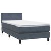 vidaXL Boxspringbett mit Matratze & LED Dunkelgrau 100x220 cm Samt