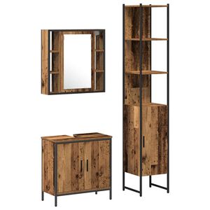 vidaXL Badezimmer Waschbeckenm&ouml;bel mit Regal 3 pcs Braun Holzwerkstoff