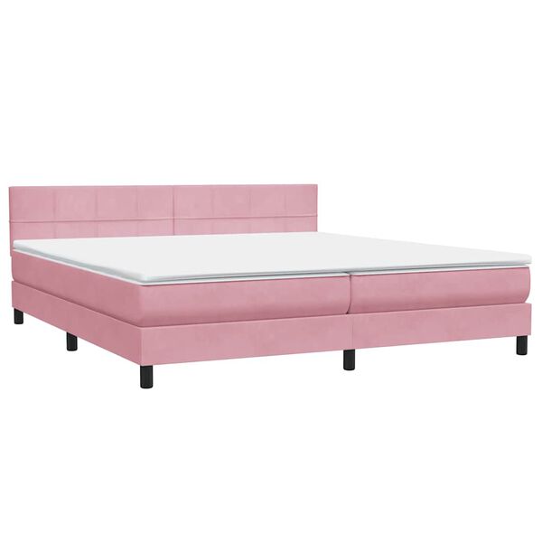 vidaXL Boxspringbett mit Matratze Rosa 180x210 cm Samt