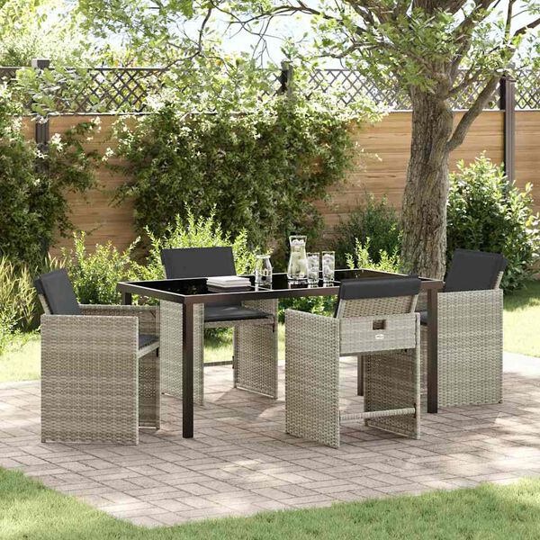 vidaXL Garten Essgruppe 5 pcs Hellgrau Poly-Rattan