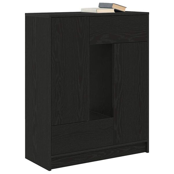 vidaXL Sideboard mit Schubladen Türen Schwarz Eichen-Optik 73x31x90 cm