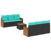 vidaXL 7-teiliges Gartensofa-Set mit Kissen, schwarzes Polyrattan