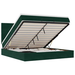 vidaXL Ottoman-Bett mit Matratzen & LEDs Dunkelgr&uuml;n 180x200 cm Samt