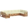 vidaXL Ecksofa Set mit Kissen 10 pcs Natur und Creme Massivholz Akazie