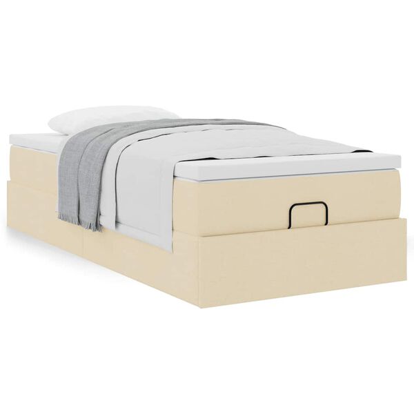 vidaXL Ottoman-Bett mit Matratze Creme 80x200 cm Stoff