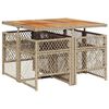 vidaXL 5-tlg. Garten-Essgruppe mit Kissen Beige Poly Rattan
