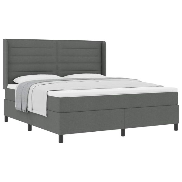 vidaXL Boxspringbett mit Matratze Dunkelgrau 200 x 180 cm Stoff