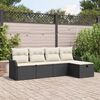 vidaXL Garten-Sofa-Set mit Kissen 5 pcs Schwarz Poly Rattan