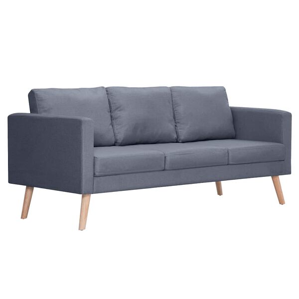 vidaXL Sofa 3-Sitzer Stoff Dunkelgrau