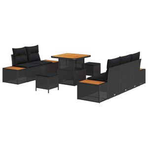 vidaXL Garten-Sofa-Set 8 Stk. 7-Sitzanzahl Schwarz