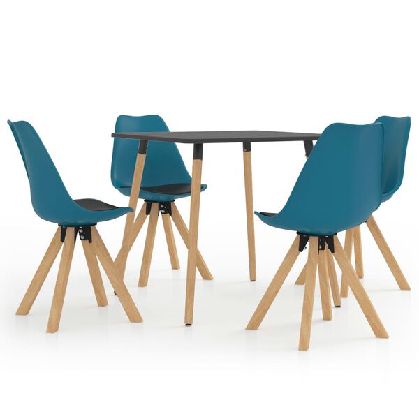 vidaXL 5-tlg. Essgruppe Schwarz und T&uuml;rkis