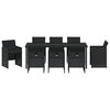 vidaXL Garten Essgruppe mit Kissen 9 pcs Schwarz Poly-Rattan