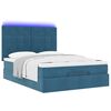 vidaXL Ottoman-Bett mit Matratzen & LEDs Dunkelblau 140x190 cm Samt