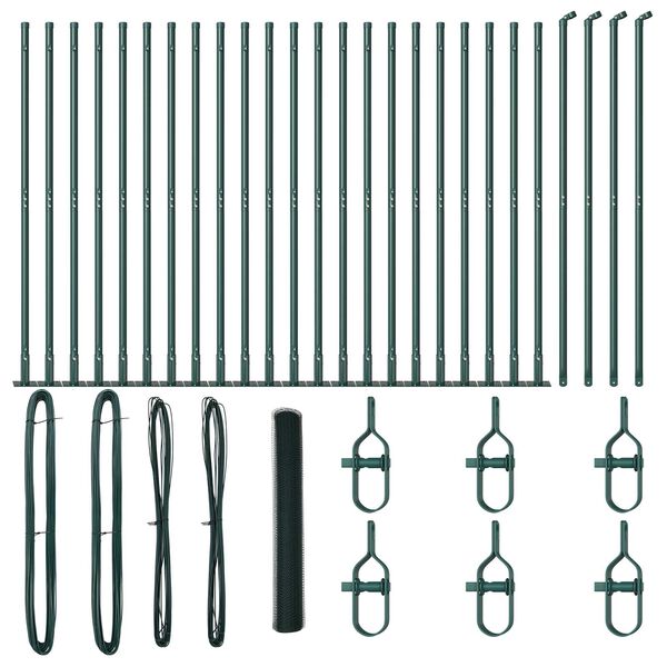 vidaXL Zaun mit Pfosten Grün 1,2 x 50 m PVC-beschichteter Stahl