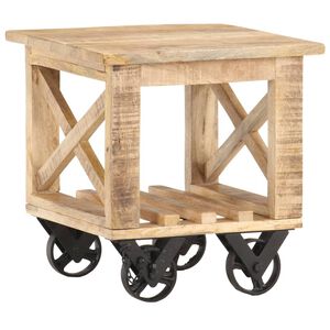 vidaXL Beistelltisch mit R&auml;dern 40x40x42 cm Raues Mangoholz