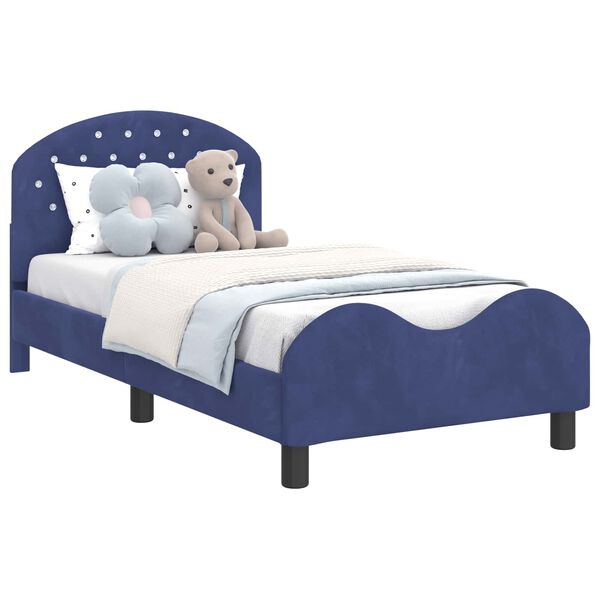 vidaXL Kinderbettgestell mit Kopfteil Polizeiblau 80 x 160 cm Samt