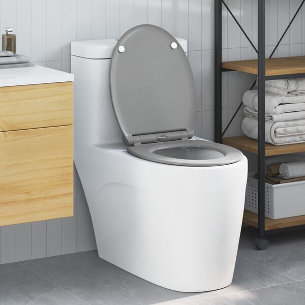 vidaXL Toilettensitz Grau 47 x 37,5 x 3,8 cm Duroplast