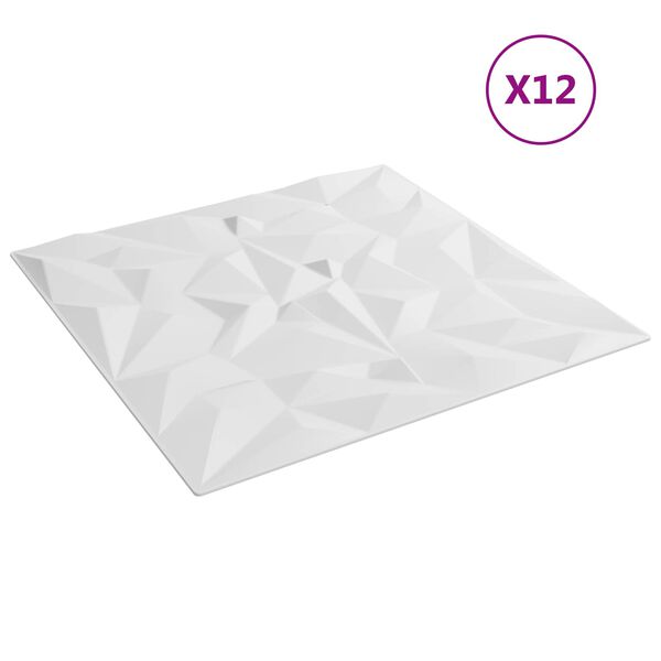 vidaXL Wandpaneele 12 pcs Wei&szlig; 50 x 50 cm XPS Schaum