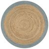 vidaXL Teppich Handgefertigt Jute mit Olivgr&uuml;nem Rand 120 cm