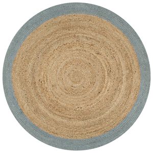 vidaXL Teppich Handgefertigt Jute mit Olivgr&uuml;nem Rand 120 cm