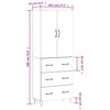 vidaXL Highboard Grau Sonoma 69,5x34x180 cm Holzwerkstoff