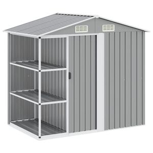vidaXL Gartenhaus mit Regal Grau 205x130x183 cm Eisen